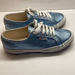 SUPERGA sz EU40 | US9 light blue/silver metallic sneakers (excellent pre-owned)